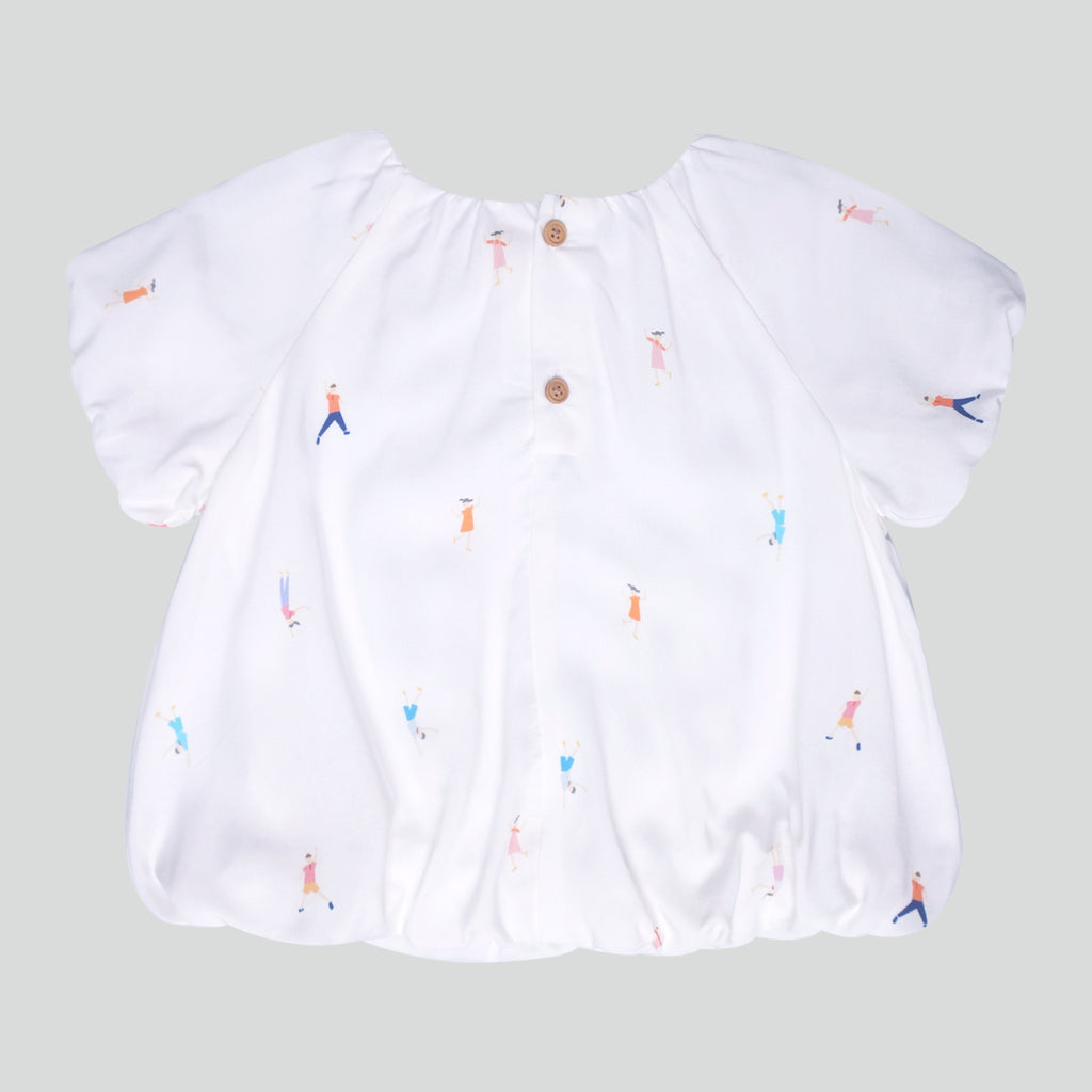 Chubby Chubby Bubble Sleeves Top - Let's Dance White