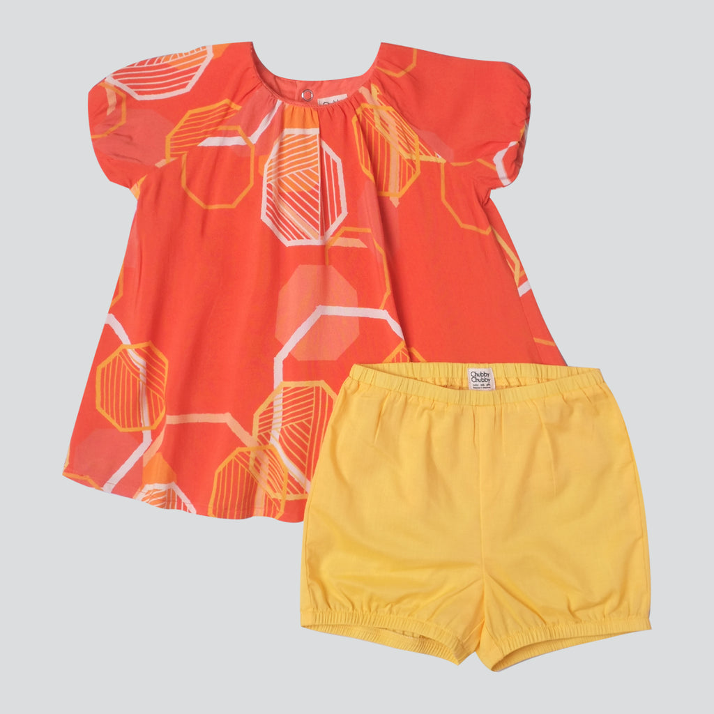 Chubby Chubby Puffy Sleeves & Bloomers Set - Abstract Octagons