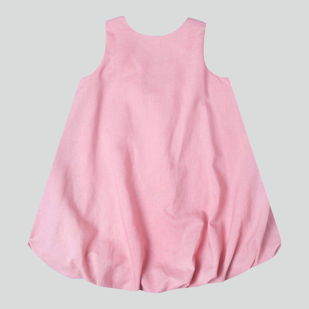 Chubby Chubby Square Back Bubble Dress - Pink Linen