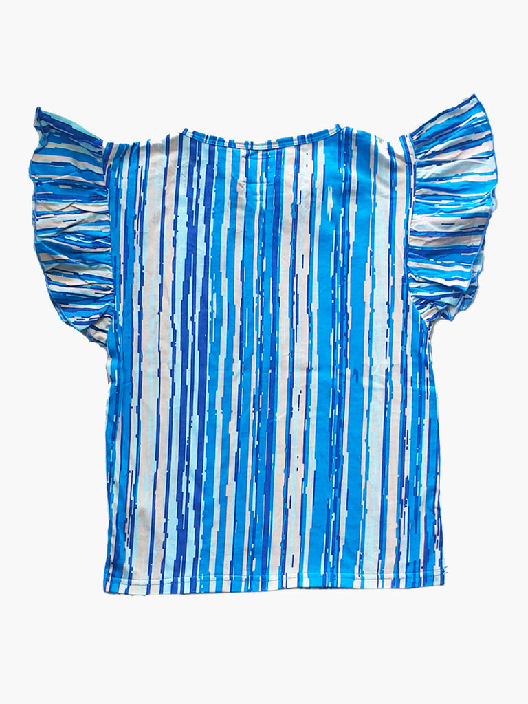 Roses and Rhinos Stripe Frill Top